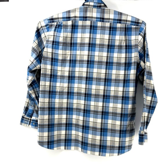 L.L. Bean Mens L Wrinkle Free Traditional Fit Button Dn Shirt Blue Plaid Classic - Picture 3 of 8